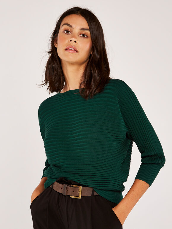 Ribbed Batwing Jumper Apricot Clothing