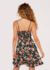 Tropical Floral Tiered Wrap Mini Dress, Black, large
