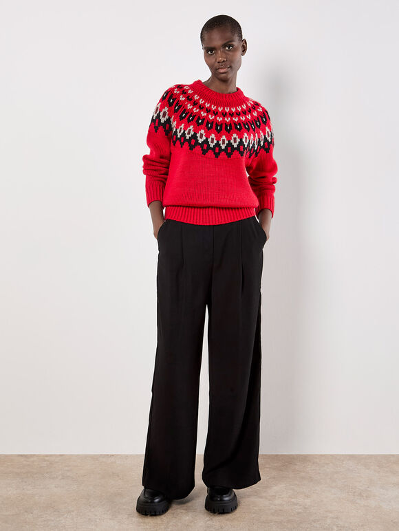 Fair Isle Chunky Knit Jumper, Red, large