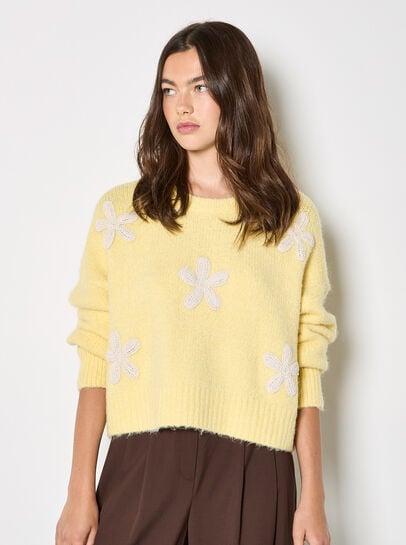 Daisy Applique Chunky Knit Jumper