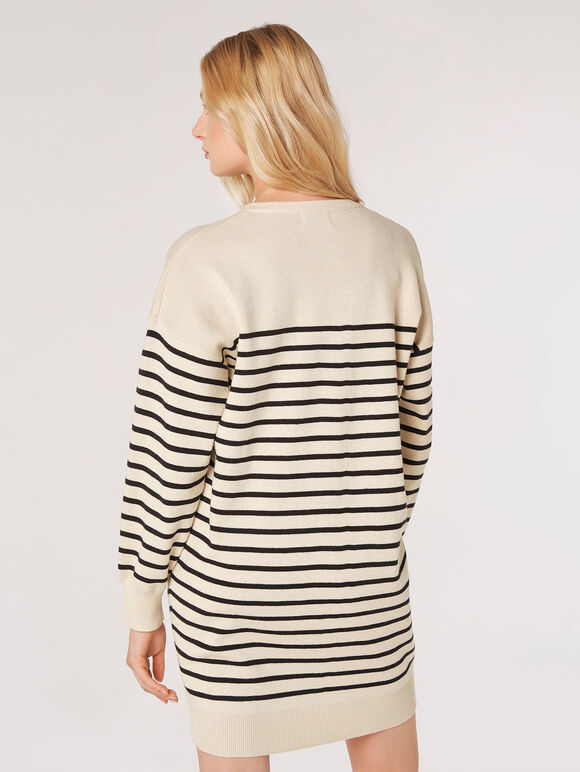 Stripe Jumper Mini Dress, Stone, large