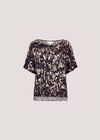 Abstract Brushstroke Woven Top, Dark Grey - Charcoal, large