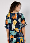 Colourful Sketch Print Top, Navy, large