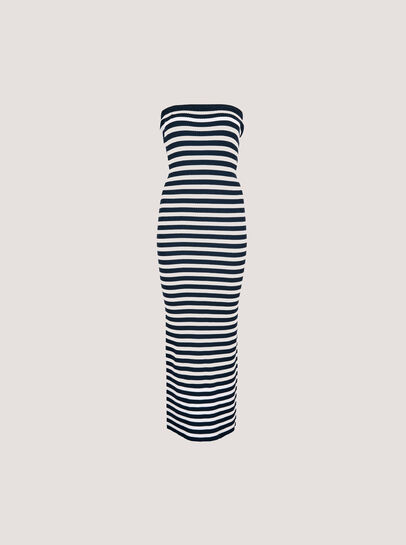 Stripe Ribbed Knitted Bandeau Dress