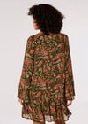 Paisley Print Tassel Mini Dress, Green, large