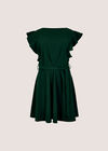 Jersey Crepe Ruffle Mini Dress, Green, large