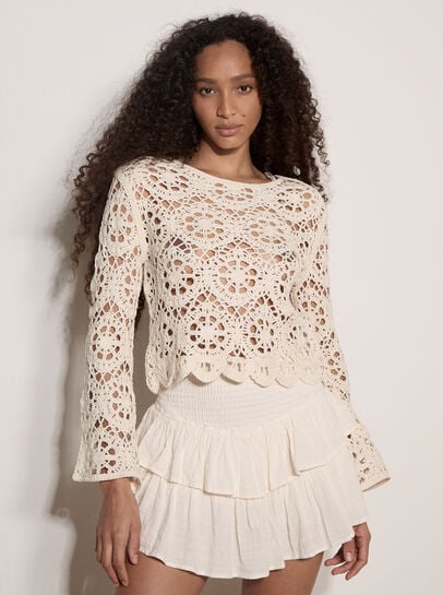 Boho Floral Cotton Crochet Top