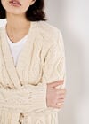 Chunky Cable Knit Longline Cardigan, Cream, large