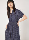 Batik Tile Shirt Midi Dress, Navy, large