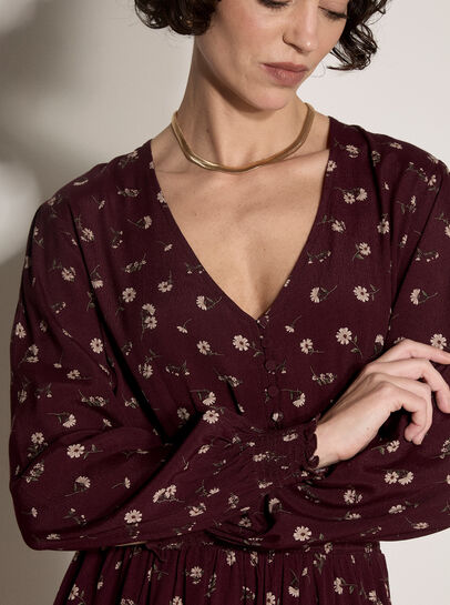 Vintage Floral Crepe Mini Dress