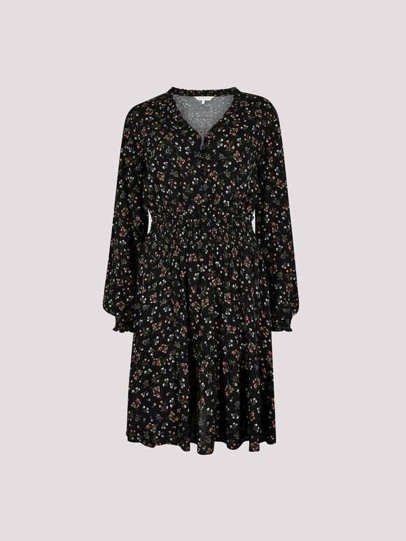 Ditsy Floral Mini Dress, Red, large