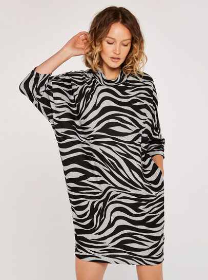 Zebra Cowl Neck Dress
