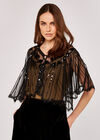 Sequin Mesh Cape Top, Black, large