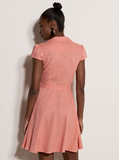 Linen Blend Shirt Mini Dress
