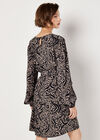 Mixed Animal Print Shift Mini Dress, Grey, large