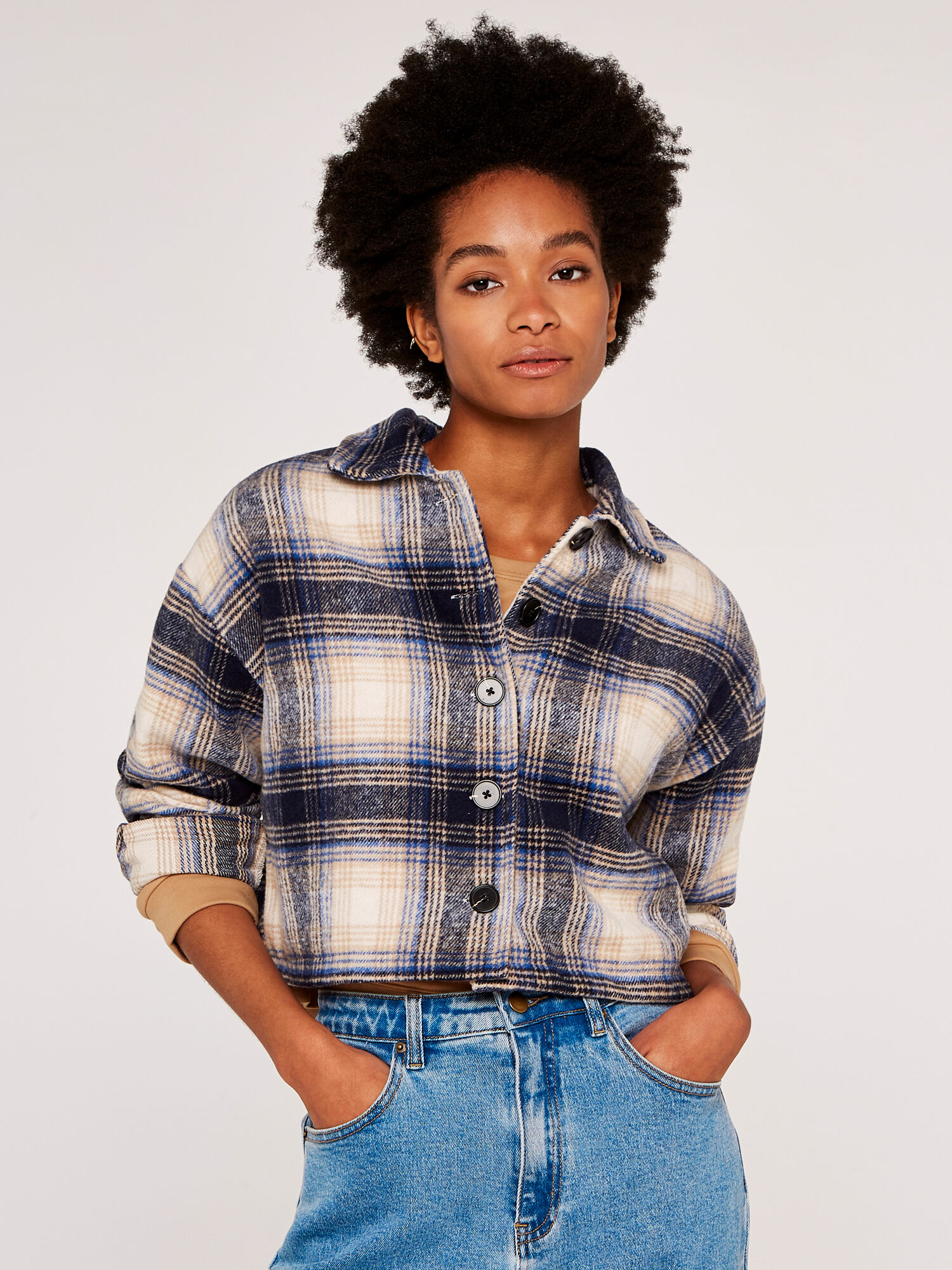 Plaid cropped jacket cheap