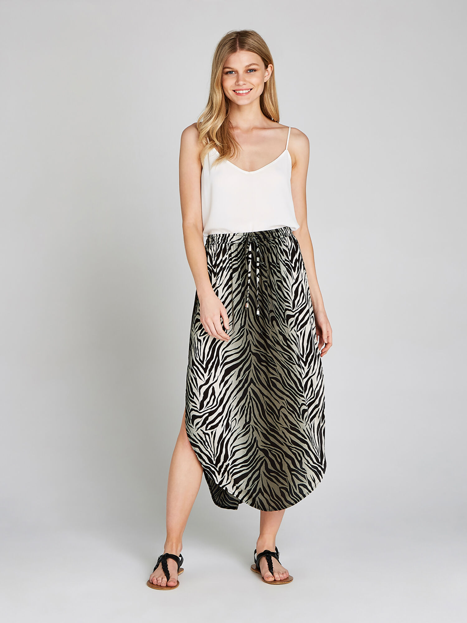 Zebra Print Skirt Apricot Clothing