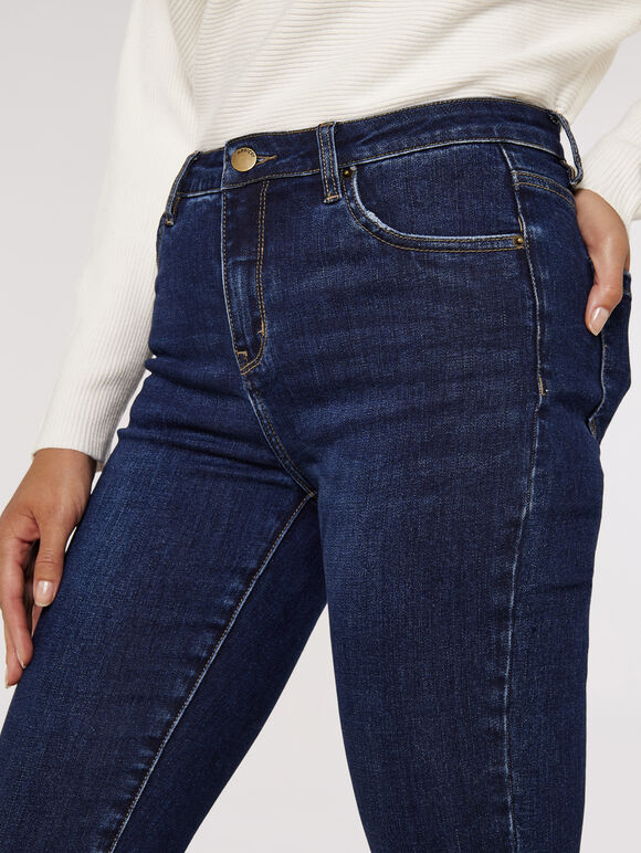 Mittelhohe skinny-jeans, marineblau, größe l