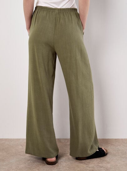 Linen Blend Wide Leg Trousers