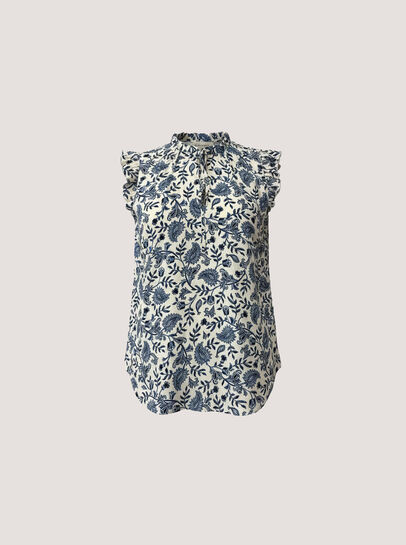 Painterly Paisley Ruffle Top