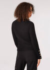 Gold Button Ribbed Jumper, Black, large