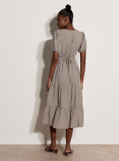 Stripe Wrap Midaxi Dress