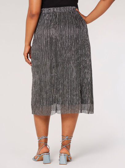 Metallic Plisse Midi Skirt