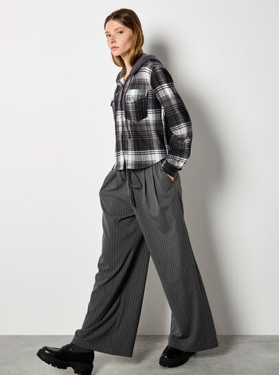 Textured Hooded Check Shirt