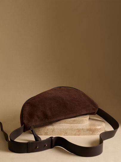 Suede Half Moon Crossbody Bag
