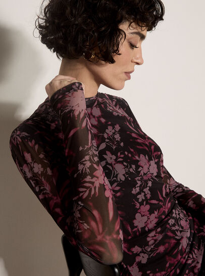 Floral Mesh Midi Dress