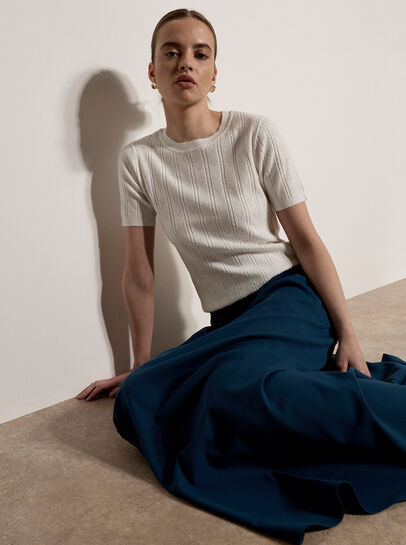 Pointelle Hearts Knitted T-Shirt