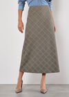 Heritage Check Bias Maxi Skirt, Grey, large
