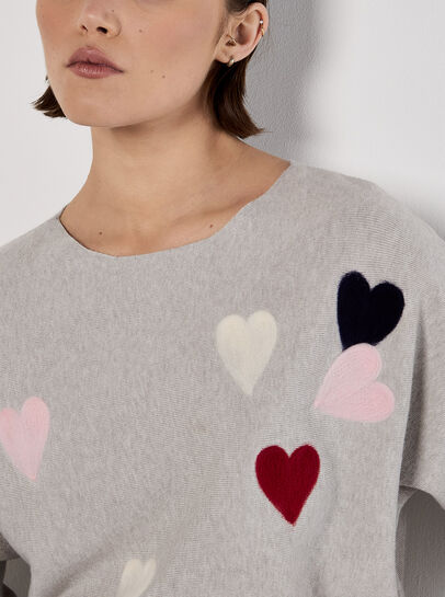 Applique Heart Batwing Jumper