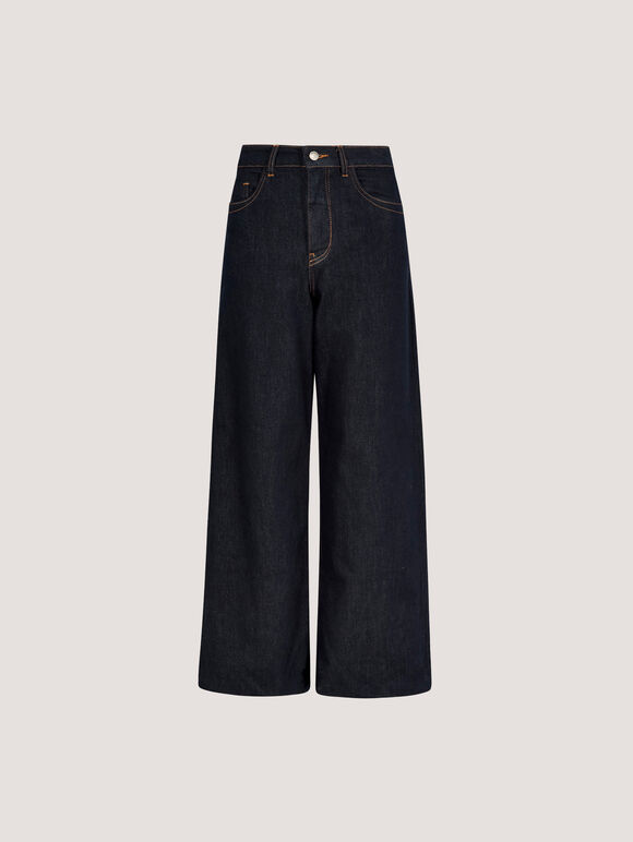 Isla Wide Leg Dark Wash Jeans, Navy, large