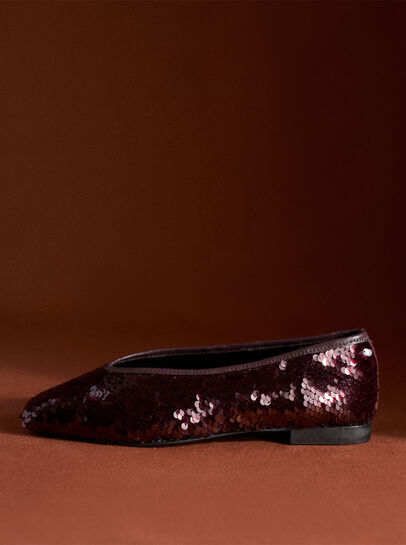 Sequin Embellished Ballerina Shoes