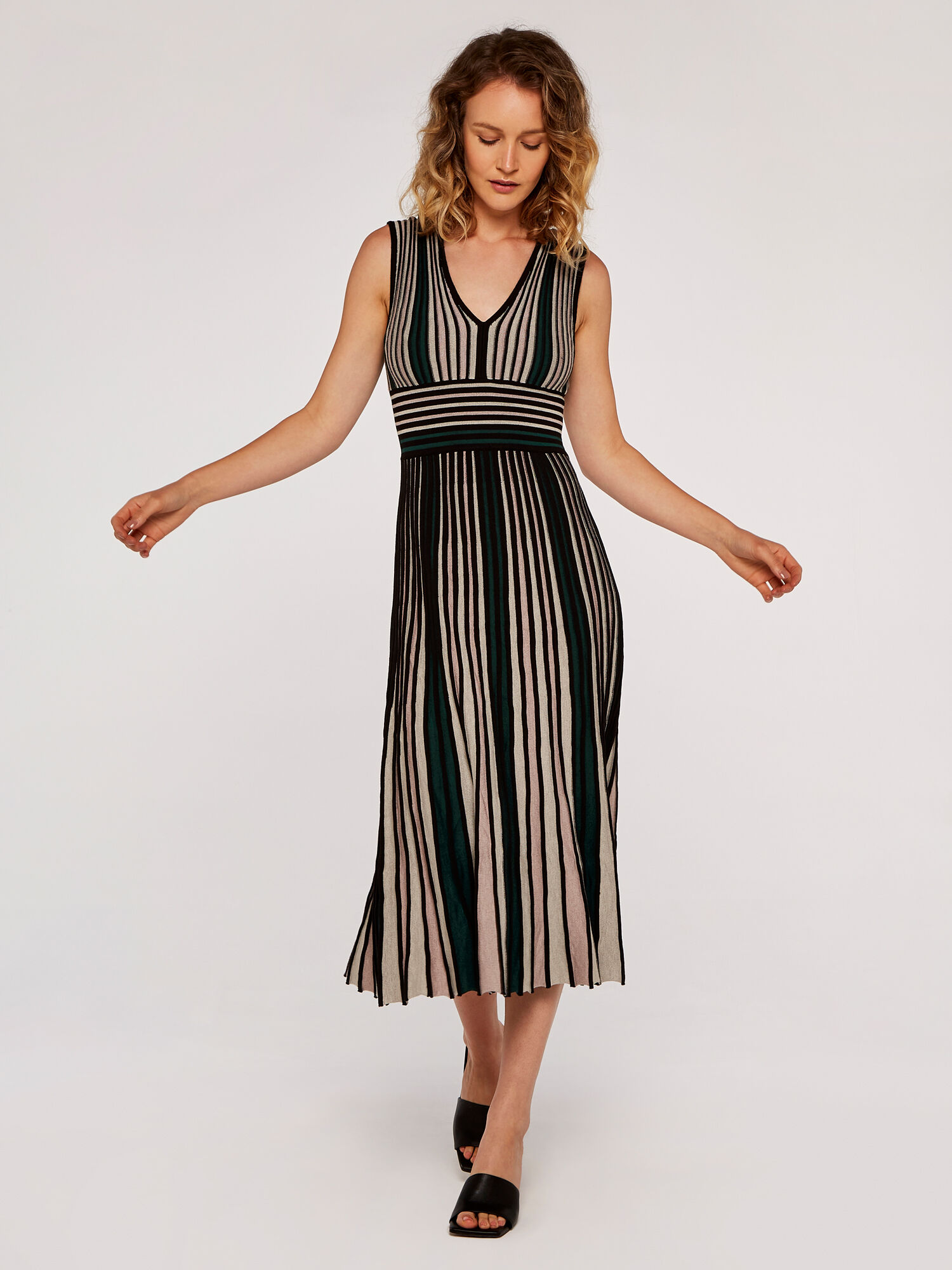 Striped knit online midi dress