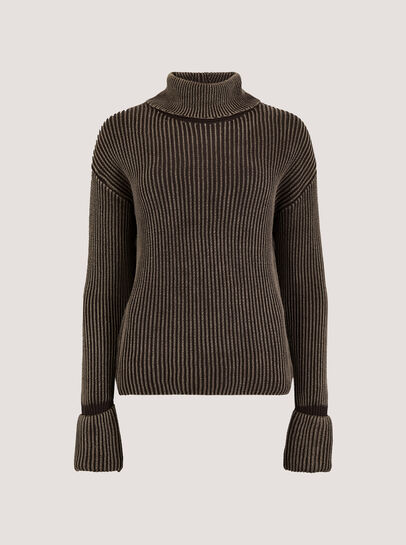 Roll Neck Ribbed Stonewashed Jumper