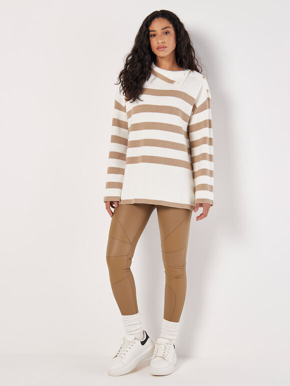 Button Detail Stripe Jumper, Stone, large