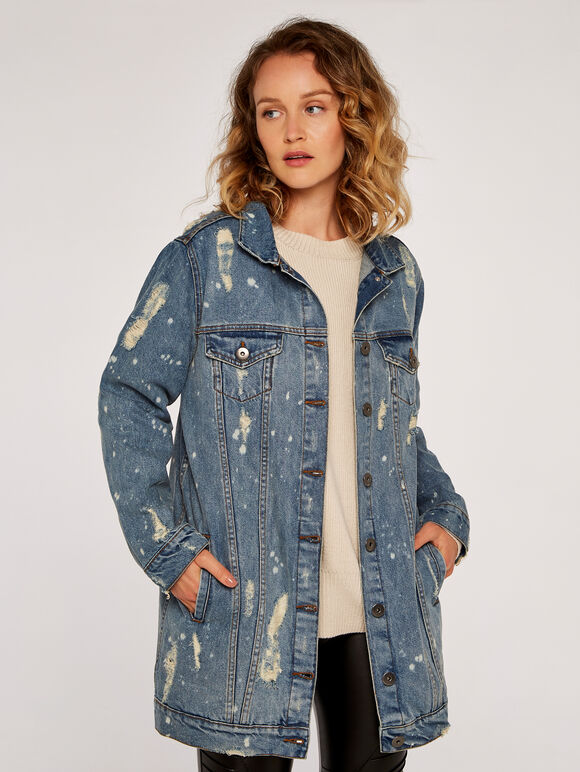 Denim Splash Jacket, Blue, large