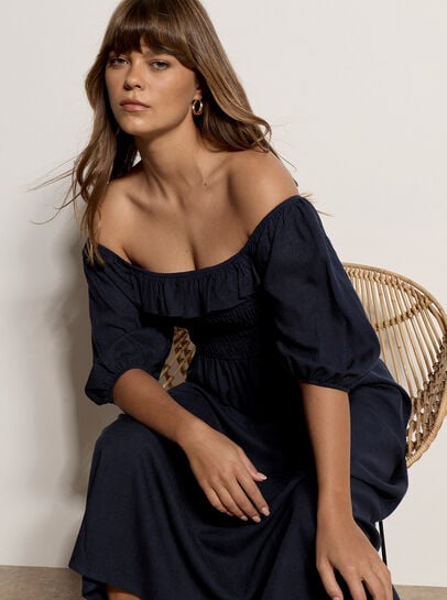 Smocked Bardot Maxi Dress