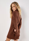 Boucle Knit Fisherman Jumper Mini Dress, Rust, large