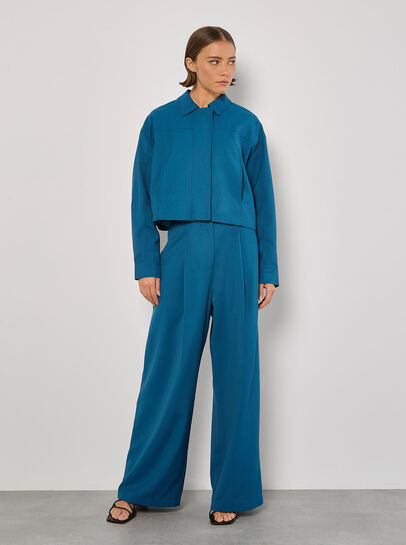 Tailored Cropped Jacket- Trousers-Teal