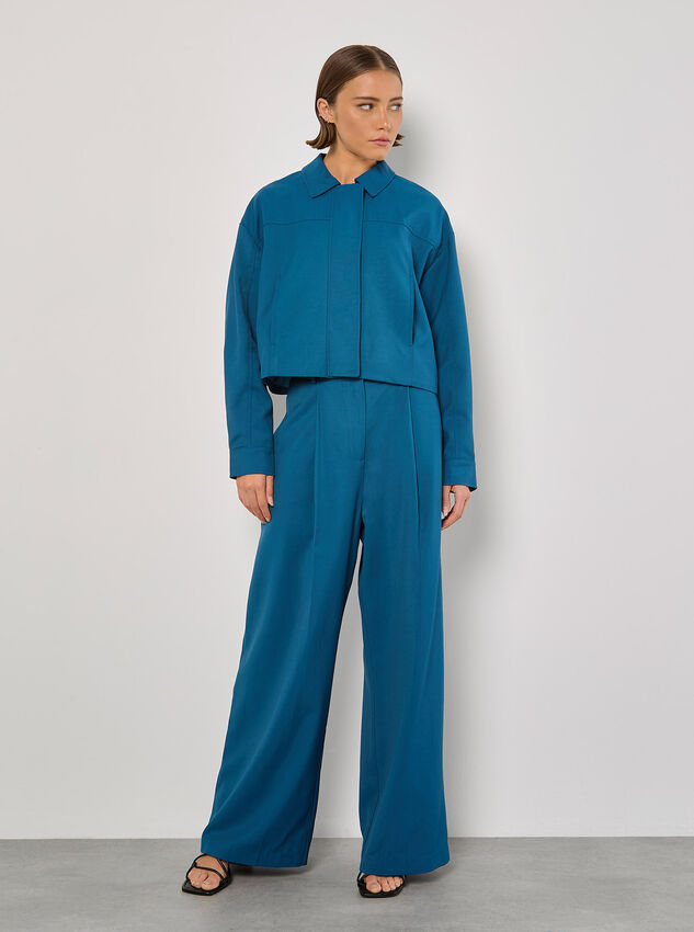 Soft Tailored Cropped Jacket, Teal, large