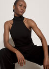 Roll Neck Knitted Tank Top, Black, large