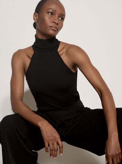 Roll Neck Knitted Tank Top