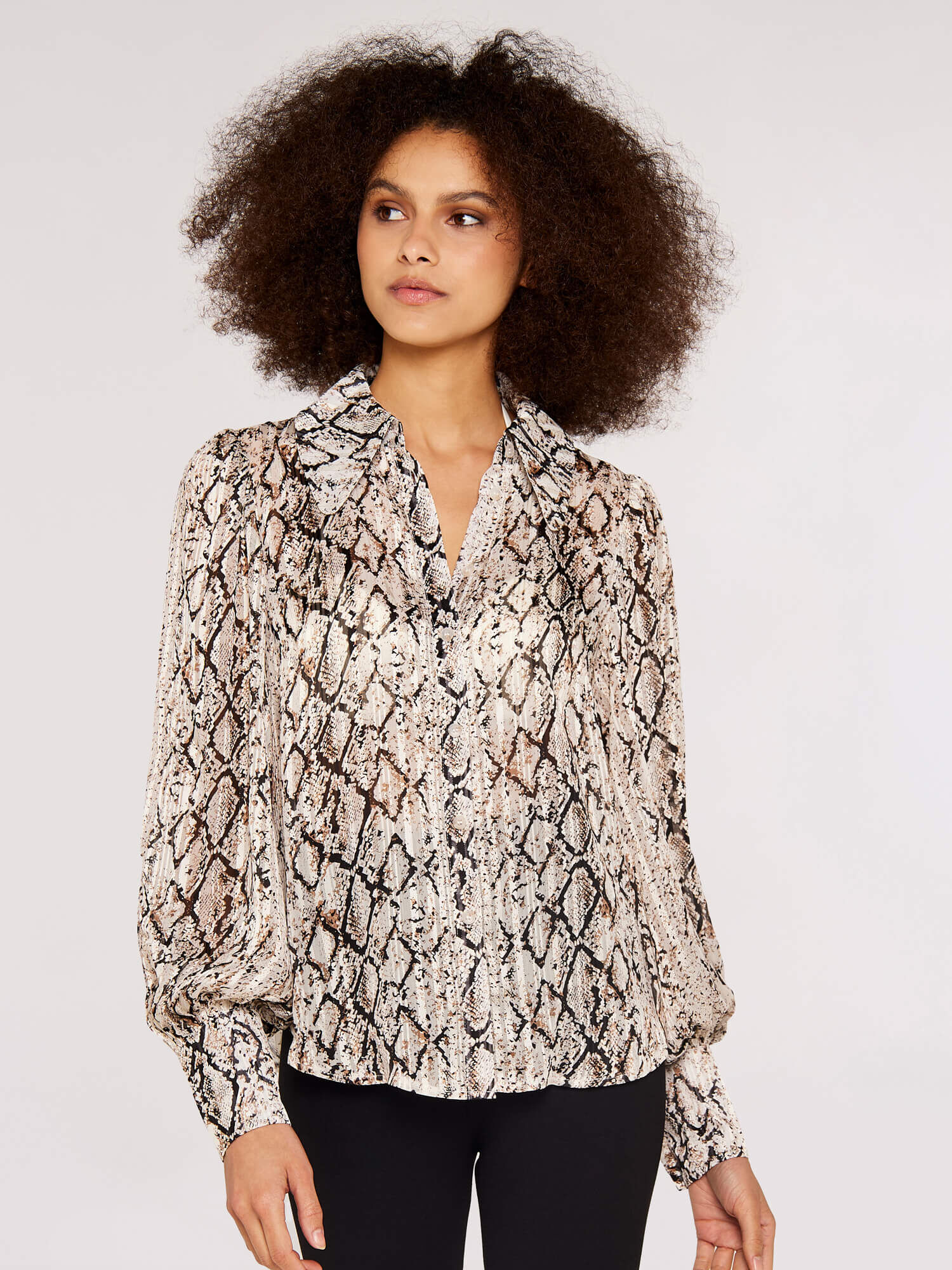 Snake Stripe Lurex Shirt Apricot Clothing