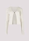 Ribbed Knit Front Clip Cardigan, Cream, large