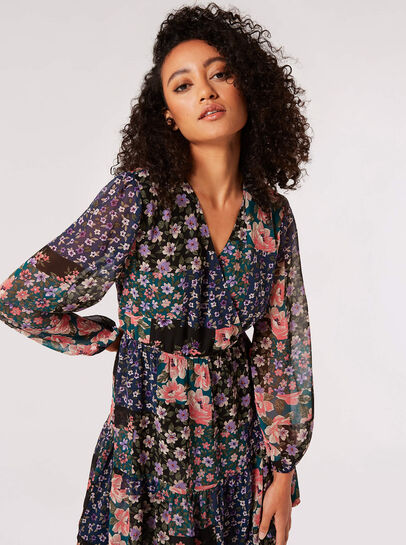 Patchwork Floral Mini Dress