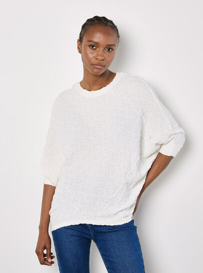 Textured Cotton Blend Top