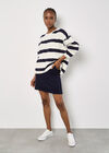 Cable Stripe Pointelle Jumper, White, large